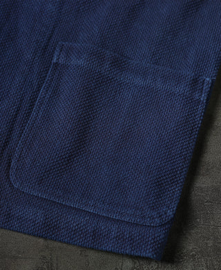 front waist patch pocket of Indigo-Dyed Sashiko Work Jacket
