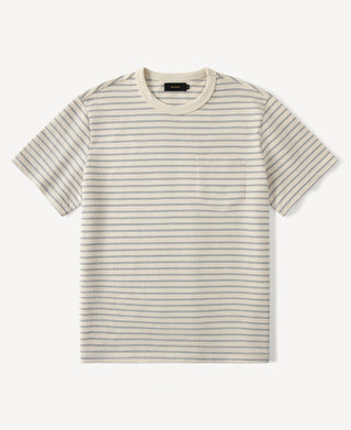 Heavyweight Cotton Striped Pocket T-shirt in Apricot