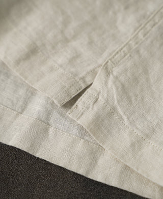 hem detail of 1950s Italian Collar Linen Short Sleeve Shirt