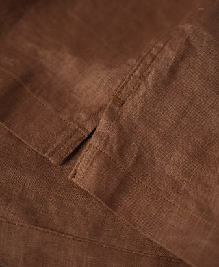 hem detail of 1950s Italian Collar Linen Short Sleeve Shirt