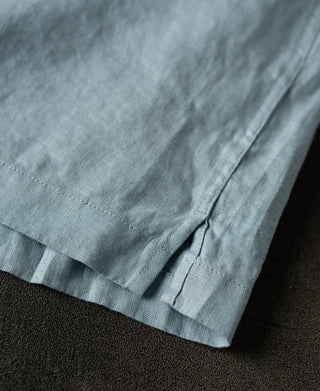 hem detail of 1950s Italian Collar Linen Short Sleeve Shirt