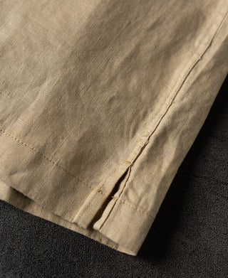 hem detail of 1950s Italian Collar Linen Short Sleeve Shirt