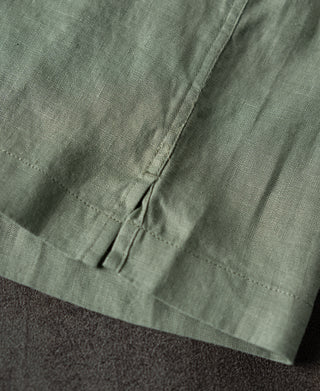 hem detail of 1950s Italian Collar Linen Short Sleeve Shirt