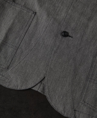hem detail of Black Chambray Work Jacket