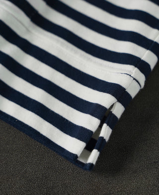 hem detail of Classic Fit Breton Stripe Cotton Jersey Hoodie