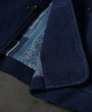 hem detail of French Indigo-Dyed Sashiko Work Jacket