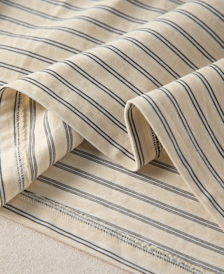 Hem Detail of Heavyweight Cotton Striped Pocket T-shirt