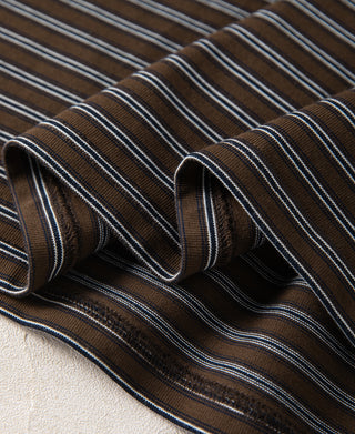 Hem Detail of Heavyweight Cotton Striped Pocket T-shirt
