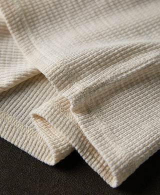 hem detail of Honeycomb Waffle Knit Henley T-shirt