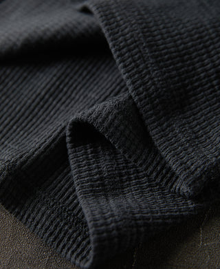 hem detail of Honeycomb Waffle Knit Henley T-shirt