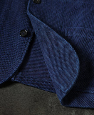 hem detail of Indigo-Dyed Sashiko Work Jacket