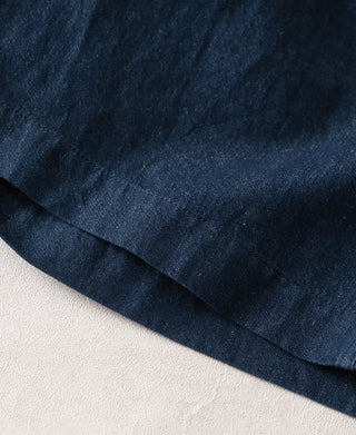 Hem Detail of Relaxed Double-Pleated Hemp-Cotton Shorts