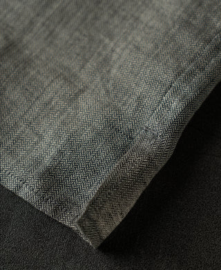 Hem Detail of Relaxed Ramie Herringbone Cuban Shirt