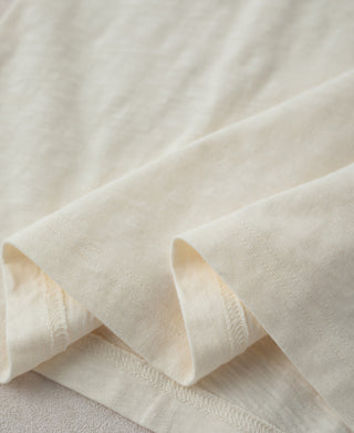 Hem Detail of Vintage Slub Cotton Cap Sleeve T-Shirt