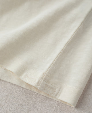 Hem Detail of Vintage Slub Cotton Cap Sleeve T-Shirt