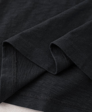 Hem Detail of Vintage Slub Cotton Cap Sleeve T-Shirt