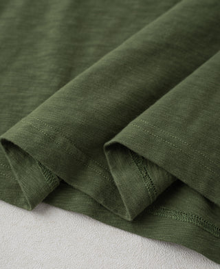 Hem Detail of Vintage Slub Cotton Cap Sleeve T-Shirt