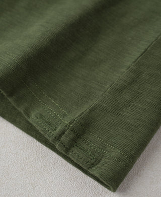 side hem buttonholes Detail of Vintage Slub Cotton Cap Sleeve T-Shirt