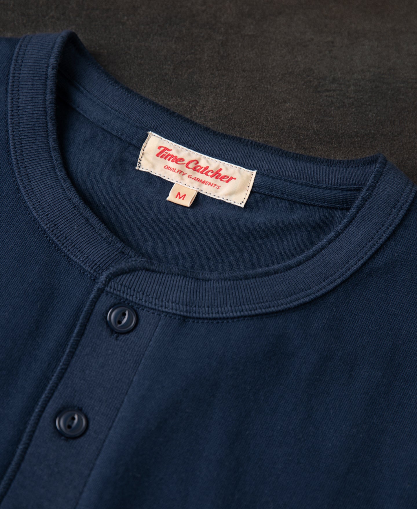 Heavyweight Tubular Cotton Short-Sleeve Henley Shirt - Navy | Time