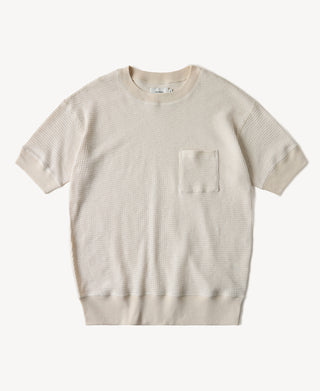 Honeycomb Waffle Knit T-Shirt in Oatmeal