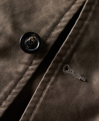 horn button detail of A-2 Moleskin Bomber Jacket