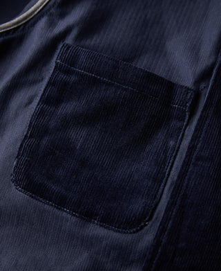 interior waist pocket of 1940s French Indigo Corduroy Chore Coat