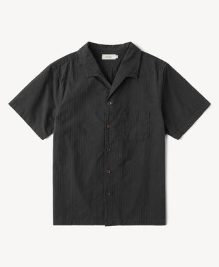 Italian Collar Salt-Shrunk Shirt in Black