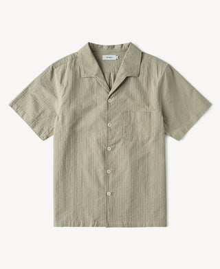 Italian Collar Salt-Shrunk Shirt in Khaki Green