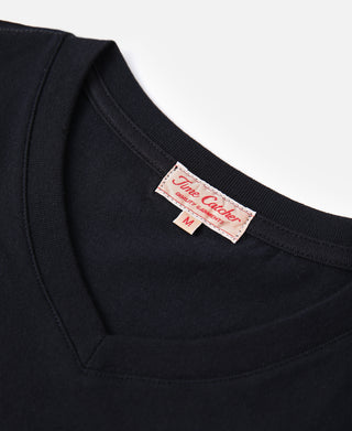 label of Classic Fit V-Neck Tubular Cotton T-Shirt