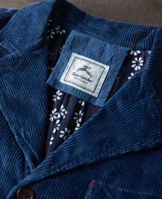 lapel detail of French Indigo-Dyed Corduroy Work Jacket