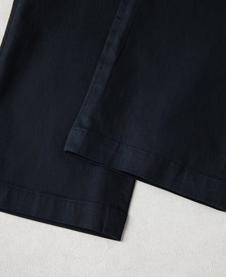 leg opening of Casual Stretch Cotton-Blend Tapered Pants in Navy