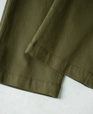 leg opening of Casual Stretch Cotton-Blend Tapered Pants in Olive
