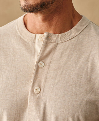 lifestyle shot of 1930s Loopwheel Cotton Henley Shirt
