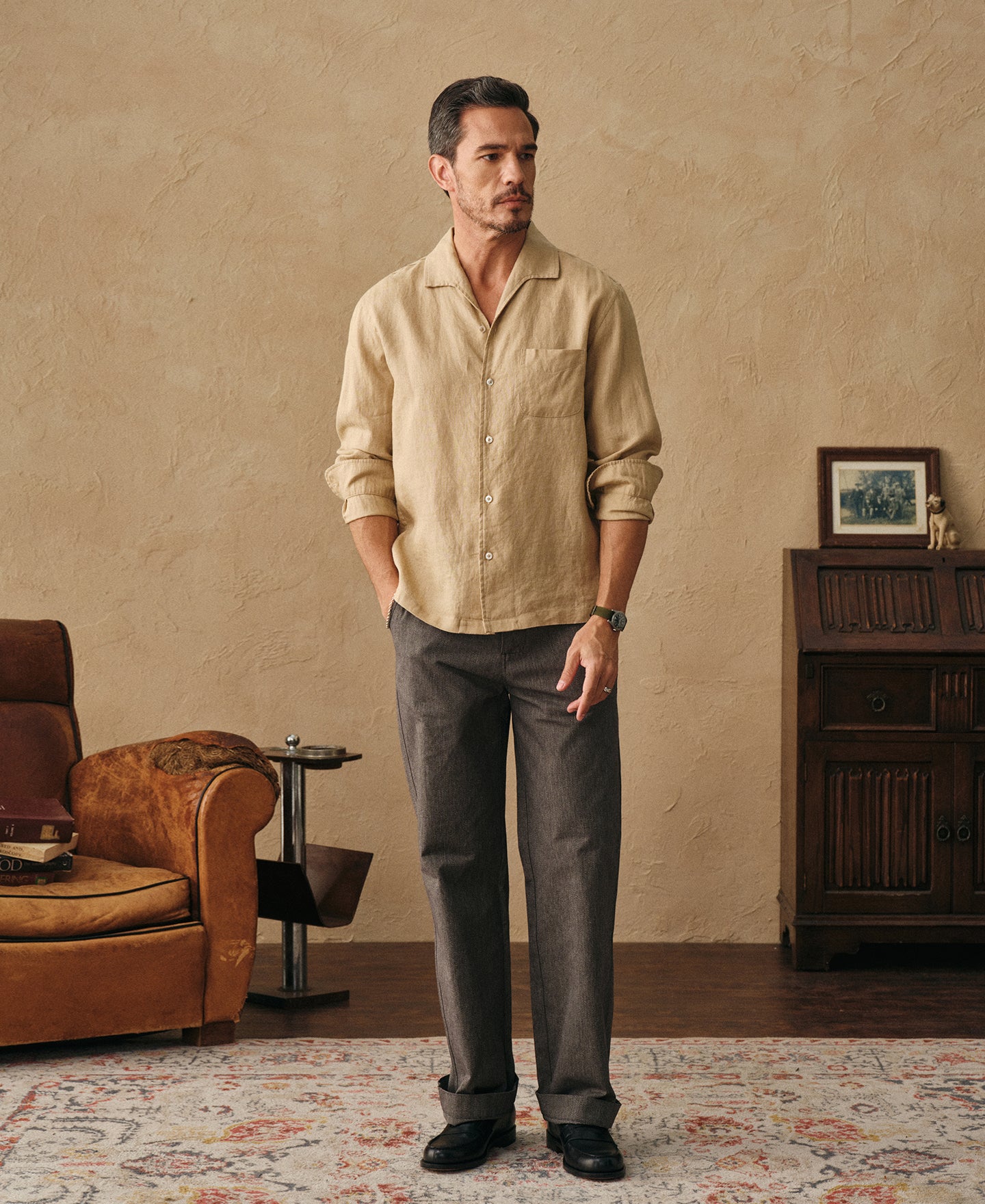italian collar dress shirt Italian collar shirt in stretch poplin