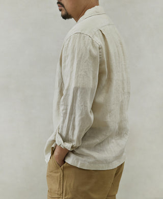 lifestyle shot of 1950s Italian Collar Linen Shirt