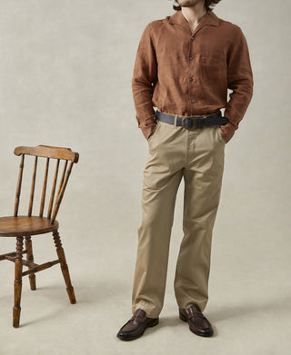 lifestyle shot of 1950s Italian Collar Linen Shirt