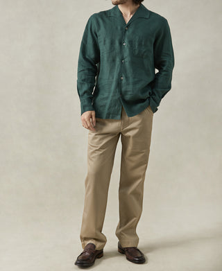 lifestyle shot of 1950s Italian Collar Linen Shirt