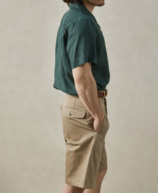 lifestyle shot of 1950s Italian Collar Linen Short Sleeve Shirt