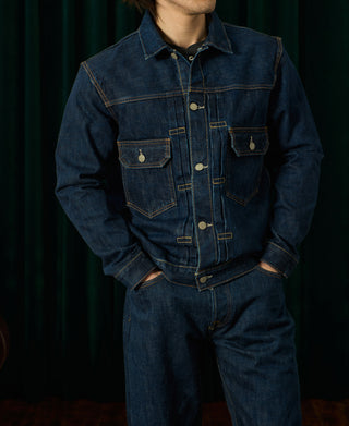 lifestyle shot of 1950s Type 2 Selvedge Denim Jacket