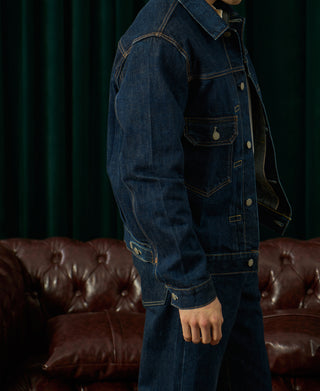 lifestyle shot of 1950s Type 2 Selvedge Denim Jacket