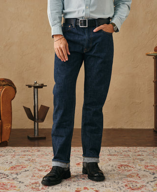 lifestyle shot of 1954 Zip-Fly Tapered Selvedge Denim Jeans