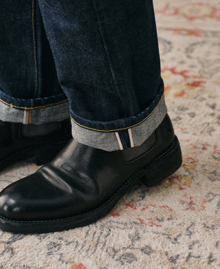 lifestyle shot of 1954 Zip-Fly Tapered Selvedge Denim Jeans