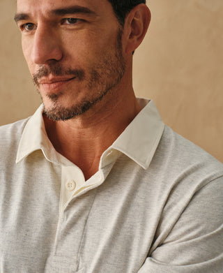 lifestyle shot of Classic Fit Jersey Tubular Rugby Shirt