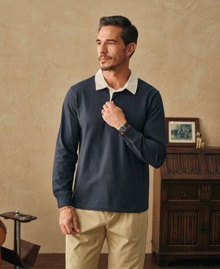 lifestyle shot of Classic Fit Jersey Tubular Rugby Shirt