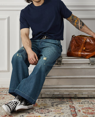 lifestyle shot of Classic Fit Loopwheel Slub Cotton T-Shirt