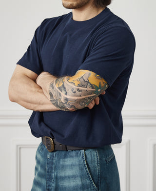 lifestyle shot of Classic Fit Loopwheel Slub Cotton T-Shirt