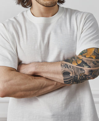 lifestyle shot of Classic Fit Loopwheel Slub Cotton T-Shirt