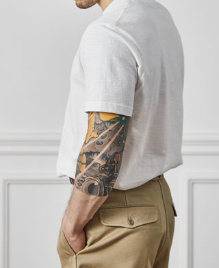 lifestyle shot of Classic Fit Loopwheel Slub Cotton T-Shirt