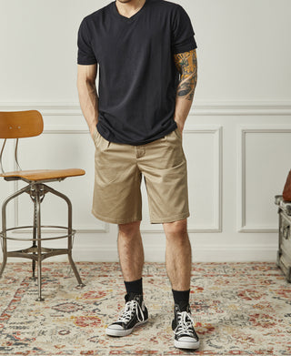 lifestyle shot of Classic Fit V-Neck Tubular Cotton T-Shirt