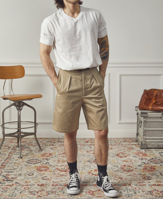 lifestyle shot of Classic Fit V-Neck Tubular Cotton T-Shirt